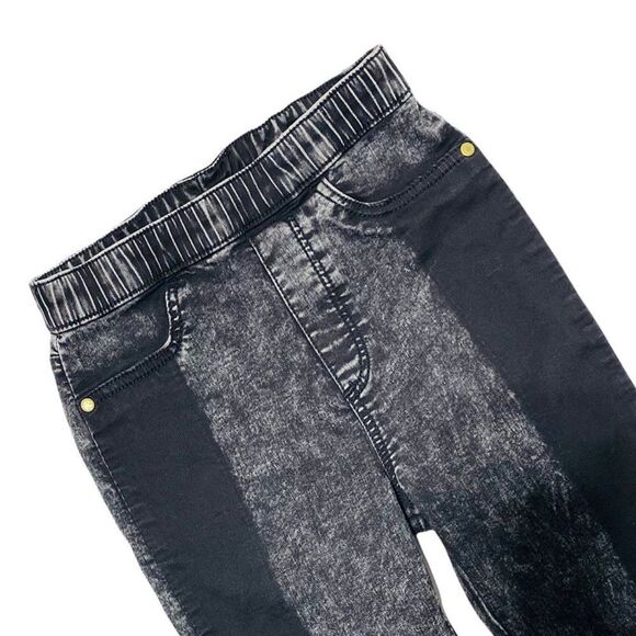 H&m Black Washed Out Denim Treggings with Side Stripe - Picture 2 of 4